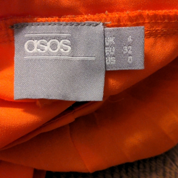 ASOS Orange Pleated Mid Length Skirt - Picture 3 of 4
